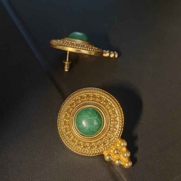 Stunning Vintage Chunky Retro Gold Disc Earrings - Picture 2 of 8